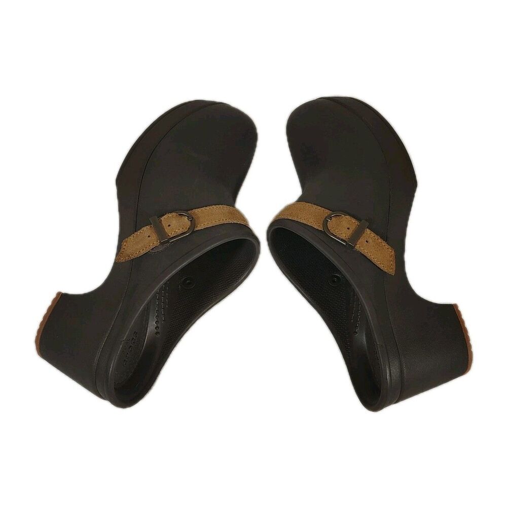 Crocs Womens Cottagecore Granola Platform Clog Mules Size 8 Brown Chunky Strap - Picture 6 of 9